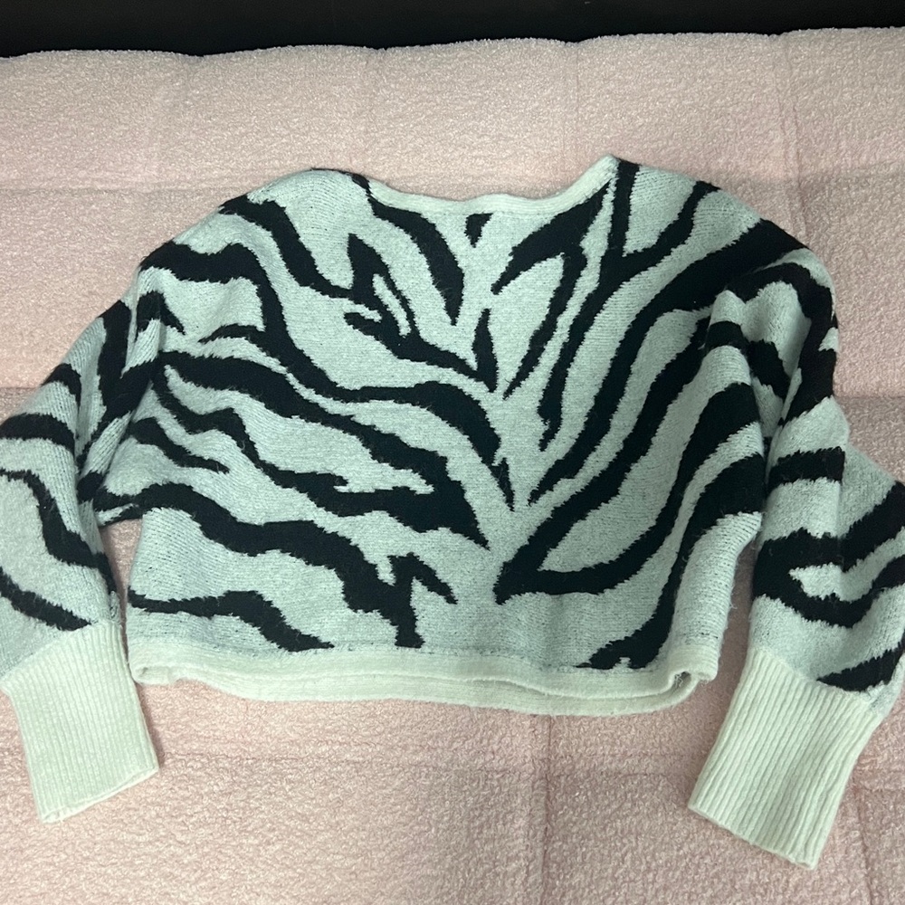 Express Black & White Zebra Print Sweater XS